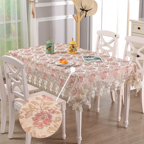 Luxury Table Cloth Lace Embroidery Rectangular Tablecloth Wedding Table Cloths - Picture 2 of 20