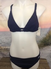 NWT Cupshe Woman's Two Piece Swimsuit Size Medium Textured Blue