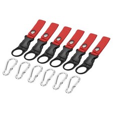 Bouteille suspendu Boucle Clip Eau D Anneau Crochet Rouge, Argent 6 Set