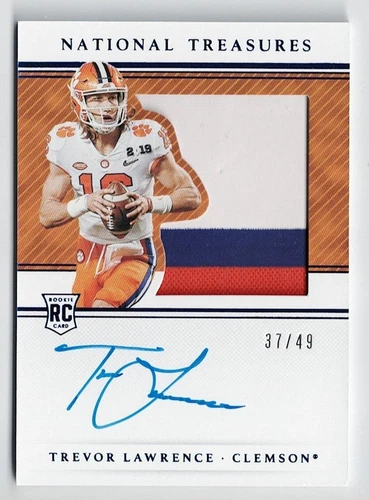 2021 Panini National Treasures Collegiate Blue Auto Patch Trevor Lawrence 37/49