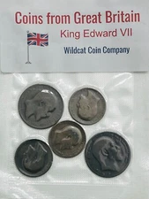 Great Britain - King Edward VII Coins - 5 Random Coins - Free Shipping
