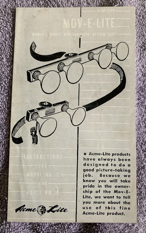 Vintage Mov-E-Lite Instructions for Models 2 and 4, Acme-Lite Mfg., Chicago