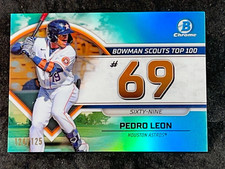 2023 Bowman Chrome AQUA REFRACTOR BOWMAN SCOUTS TOP 100 #69 Perro Leon 124/125