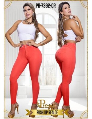Kolumbianische Jeans, 36 (8) - Push Up Effekt - Coral