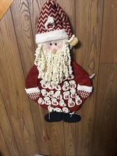 Christmas Advent Calendar Santa Head Fleece Cloth Fabric Hanging Pocket Bag Days