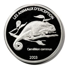 Democratic Republic of Congo Camelion 10 Francs 2003 Proof Silver Crown KM99.1