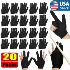 20PCS 3 Fingers Billiard Cue Pool Gloves Snooker Left Hand Nylon Accessories