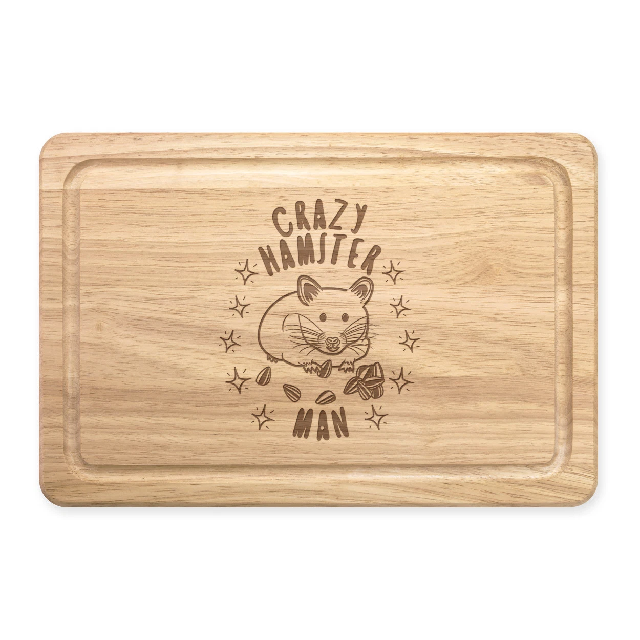 Crazy Hamster Man Stars Rectangular Wooden Chopping Board - Funny Animal