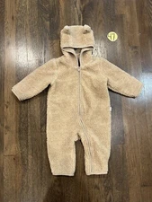 Baby Gap Hooded Bunting Ears Snow Suit Sherpa Fleece Size 6-12 Month Bear Bunn
