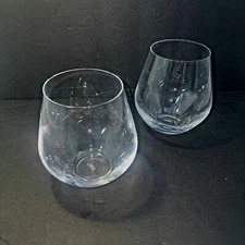 2 Crystalite Bohemia Czech Crystal Cognac Brandy Snifters, Etched Signature