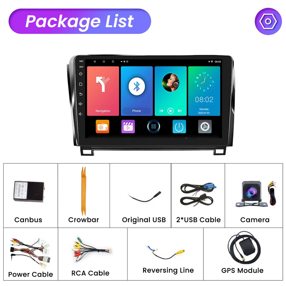 Apple Carplay Car Stereo GPS Radio For Toyota Tundra 2007-2013 Sequoia 2008-2018 - Image 3 of 4