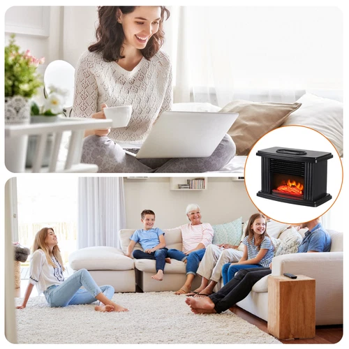 CALENTADOR CHIMENEA ELÉCTRICO CON EFECTO LLAMA LED 1000W QUEMADOR ESTUFA DE LEÑA CALOR UK - Imagen 4 de 11