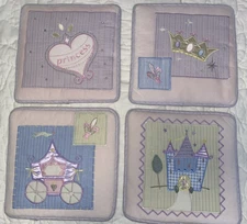4-Piece Princess Soft Wall Hanging Nursery Decor 10" x 10"