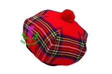 Men's Scottish Tam O' Shanter Hat Royal Stewart Tartan/Tammy Cap 55cm to 64cm