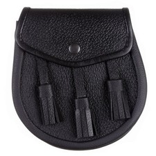 NEU SCHOTTISCHE HOCHZEIT TRADITIONELLER SCHWARZER BASIC LEDER KILT SPORRAN FÜR KILTS