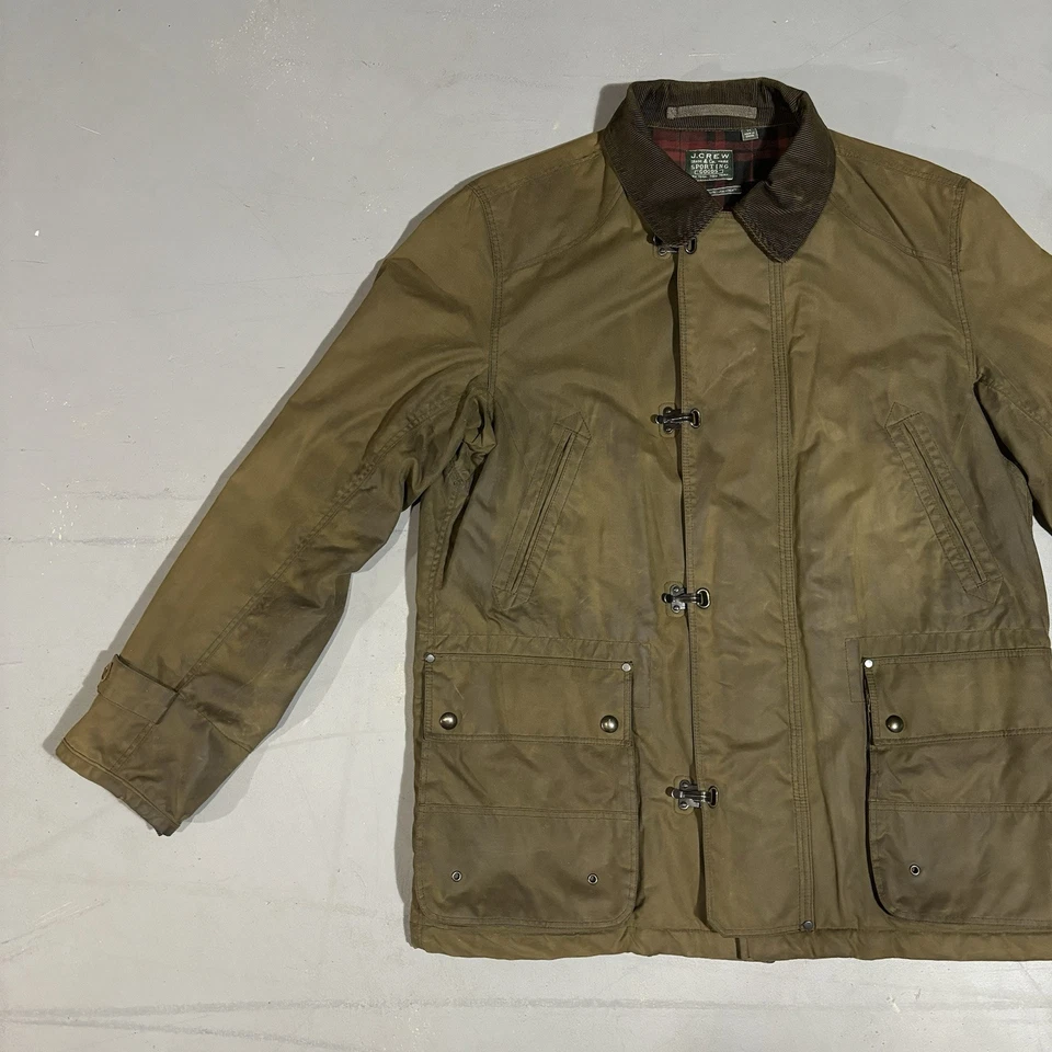 J Crew Waxed Cotton Jacket Fireman Hunting Woodland Halley Stevenson Size Medium - Image 3 of 4