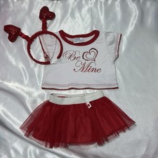 Build A Bear Valentines Day Outfit Heart Headband Be Mine Bejeweled Red Skirt