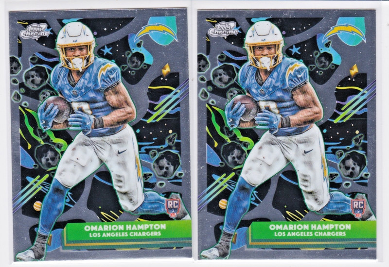(2) 2025 Topps Cosmic Chrome OMARION HAMPTON Base Rookie RC Lot CHARGERS