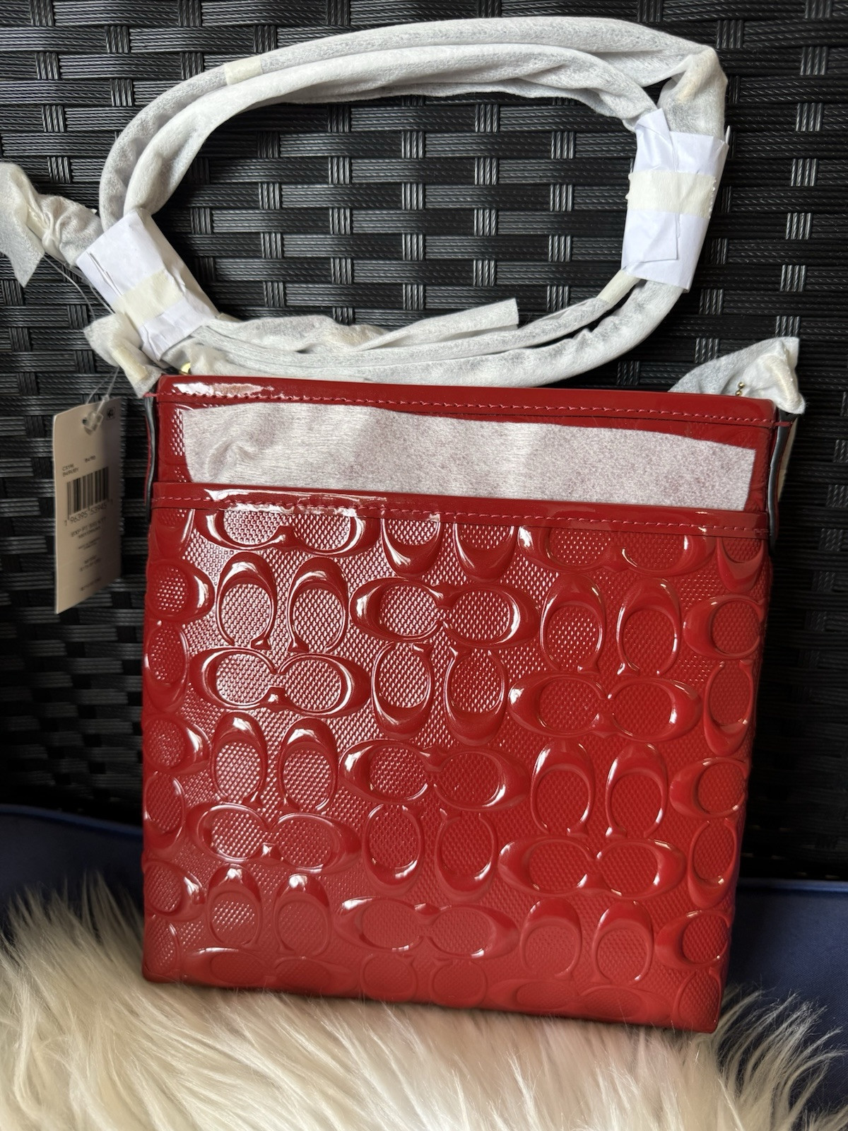 NWT COACH KITT Messenger X-Body Bag In Ruby Sig Patent Leather | eBay