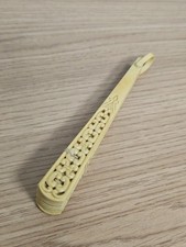 Rare éventail ancien en os, petit format vintage, objet de collection rétro