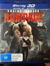 RAMPAGE (2018) - 3D + 2D BLURAY Dwayne Johnson BRAND NEW!