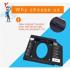 HDD Caddy Bay General 9.5mm 2.5in SATA to SATA 2nd HDD SSD Hard Drive Tray Cover