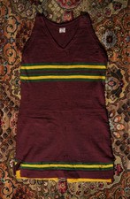 Vtg 1930's A.G. Spalding Men's Wool Burgundy Yell Grn Striped Bathing Swim Suit