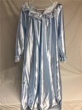Vintage Baby Blue Satin Heart to Heart Night Gown SZ M
