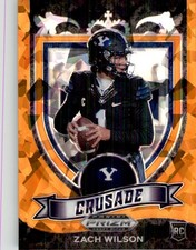 Zach Wilson 2021 #168 Panini NFL Prizm Draft Picks Orange Cracked Ice Crusade