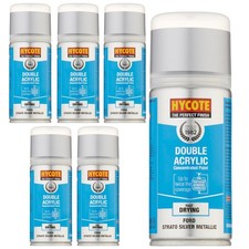 Hycote Colour Spray Paint  Ford Strato Silver (Metallic) 150ml Fast Dry x6