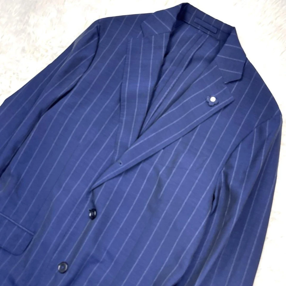 Conjunto de traje a rayas azul marino Lardini 48 moderno a medida estilo de negocios Foto 4 de 4