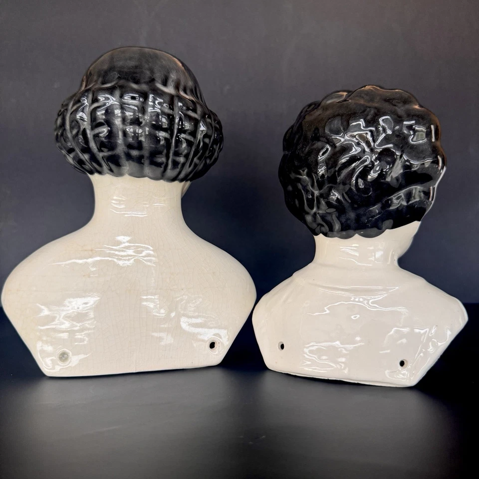 Lote de 2 cabezas de muñeca de porcelana antiguas/vintage Foto 2 de 4