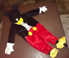 Mickey Mouse Infant Costume 12-18 M Disney Plush Halloween outfit w/Ears Bow Tie