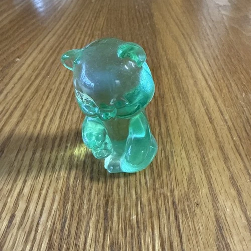 VTG Fenton Opalescent Sea Mist Green Sitting Bear Glass Figurine