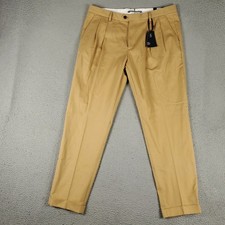 Tommy Hilfiger Pants Mens 38x32 Beige Pleated Slim Tapered Fit Trousers Chino
