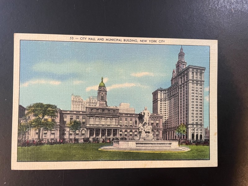 Postcard - City Hall and Municipal Building, New York - Linen - 5.5 x 3.5