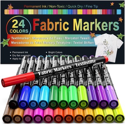 Fabric Markers Permanent For Clothes, 24 Colors Fabric Paint Pens -Waterproof...