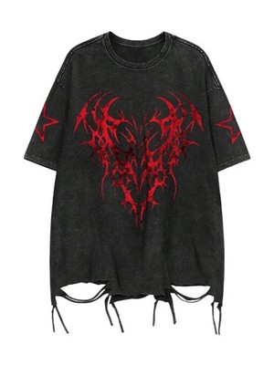 Premium Limited Edition Black Graphic Tee Men's Acid Wash Shirt