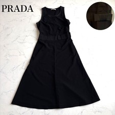 PRADA Dress Excellent Condition Black A-Line with Grosgrain Ribbon Size 40