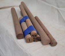 6 Walnut Dowels Lot. Assorted Lengths And Widths. Unused, Good Quality.