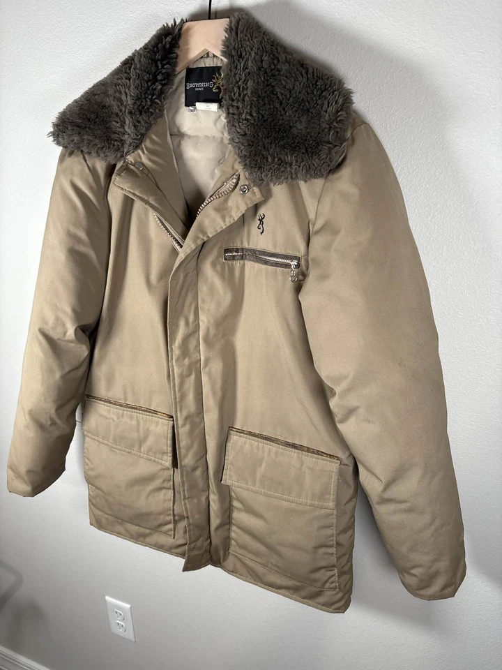 Chaqueta de invierno/caza Browning Down para hombre 38 cuello de piel sintética bronceado aislante Foto 3 de 4