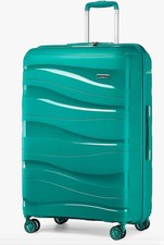 Kono Large Check Suitcase 28 inch Lightweight Polypropylene Hard Shell Turquoise