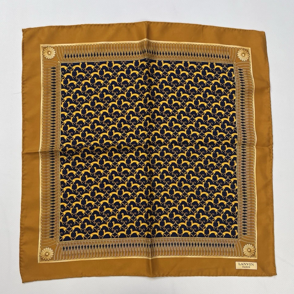 Blue/Gold Lanvin silk pocket square - Image 4 of 4