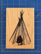 Jumbo TEE PEE Native American Vtg Mounted Rubber Stamp Artistic Stamp Exchange