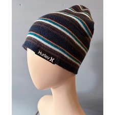 HURLEY Navy Striped Knit Beanie sz OS Unisex Youth 