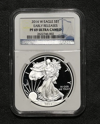 2014-W $1 Proof American Silver Eagle NGC PF69UCAM Early Releases Box COA