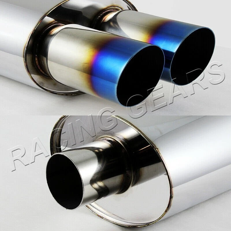 SILENCIADOR ESCAPE ENTRADA 3" DOBLE INCLINACIÓN TITANIO PUNTA QUEMADA T-304 ACERO INOXIDABLE 2.5" Foto 2 de 3