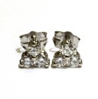 14k white gold .36ct SI1 H 3 stone round stud diamond earrings cluster Natural — photo 1