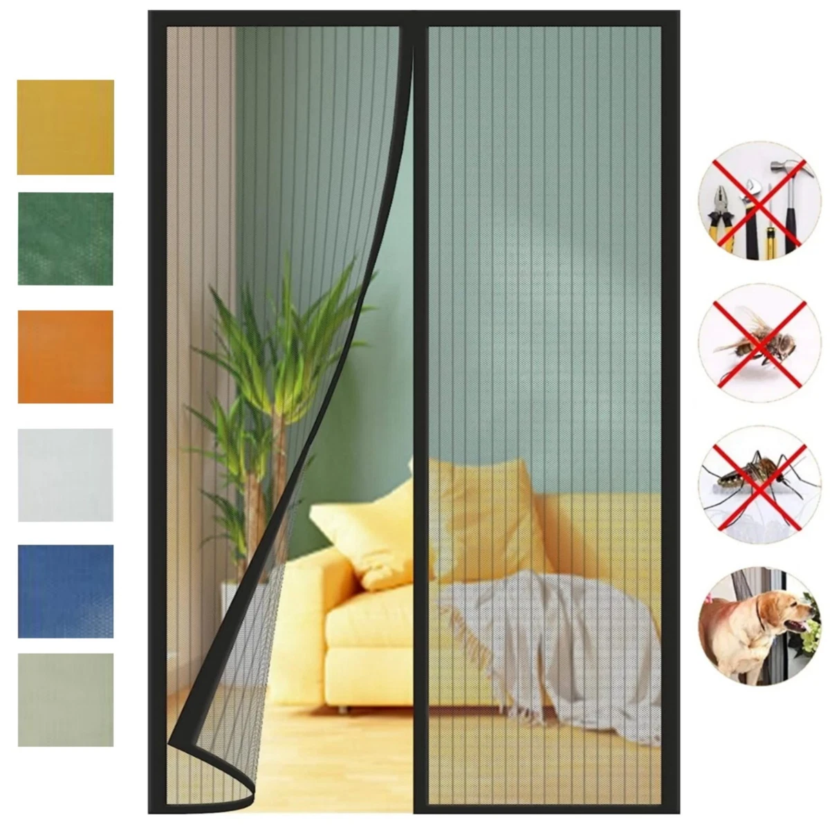 Zanzariera Magnetica Tenda Zanzariera Porta Ingresso Cortile, Anti Insetti Per Porte Balcone Chiusura Automatica Anti Insetti Traspirante,Bianca,110x235cm (43x92inch