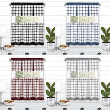 Kate Aurora Country Plaid Kitchen Curtain Tier Valance Set - Assorted Sizes